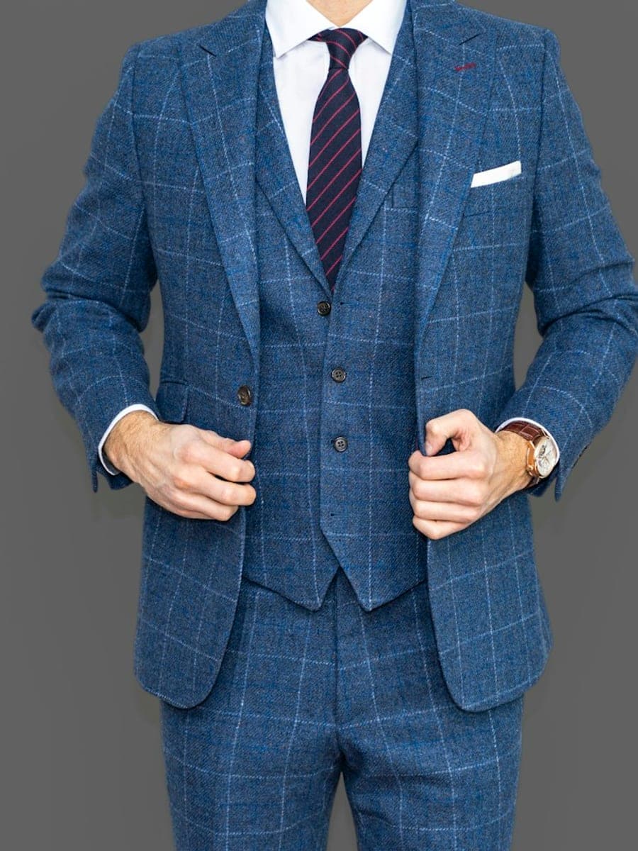 Oriel & Finch Windowpane Three-Piece Suit