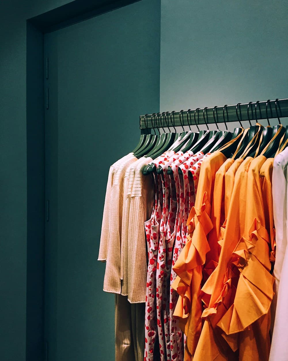 A colorful, carefully curated clothing rail